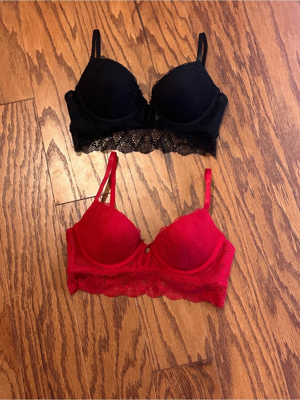 Set of Two Beautiful Lace-Trimmed Bras, Size 36B